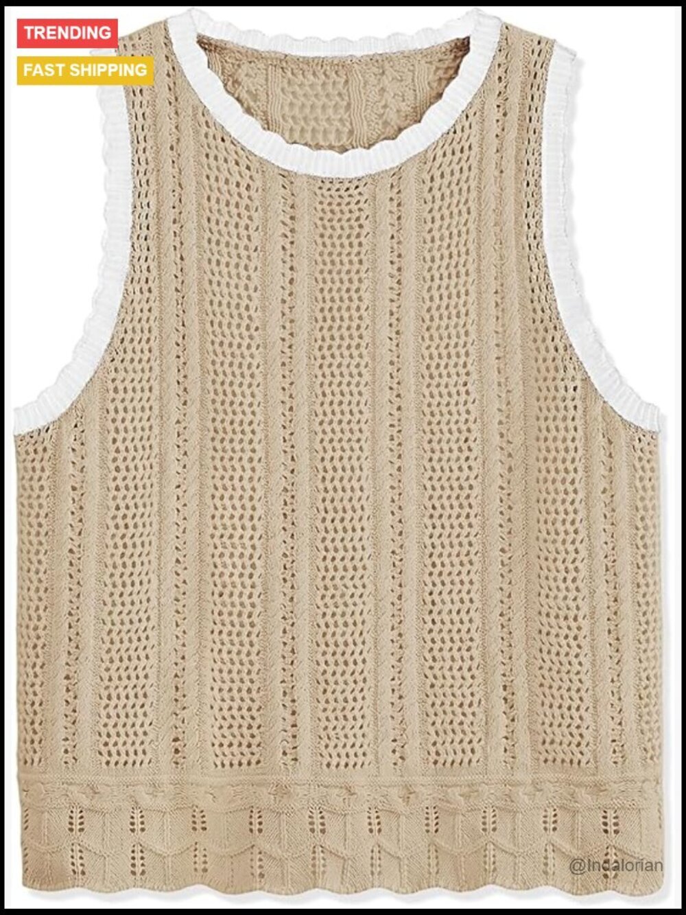 Crochet Sleeveless Sweater Vest Tank Top - Beach Cover Up
